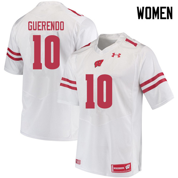 Women #10 Isaac Guerendo Wisconsin Badgers College Football Jerseys Sale-White